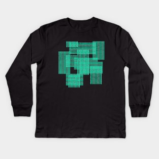 abstract geometric ornament, lines, stripes, grid, lattice. Kids Long Sleeve T-Shirt